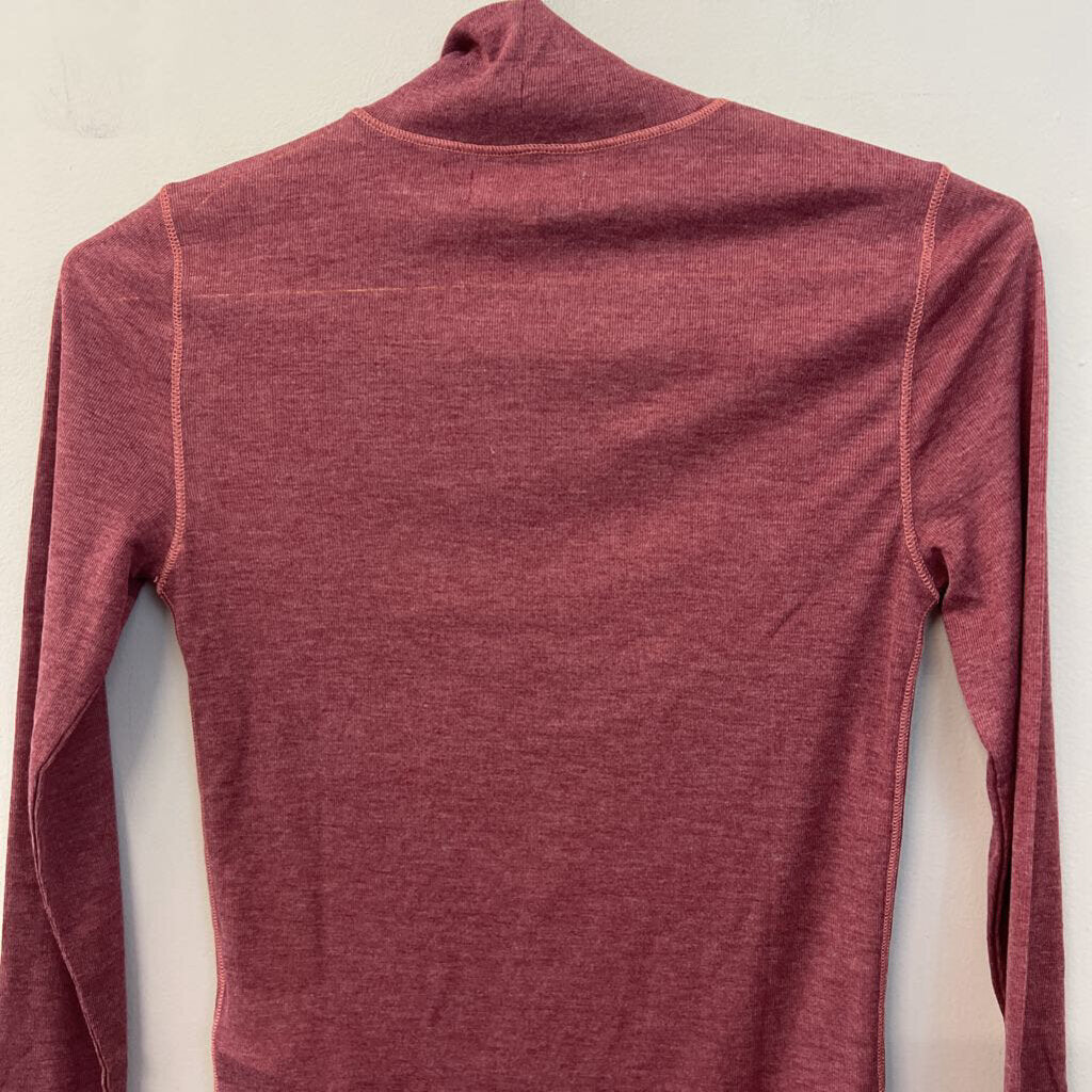 Madewell Burgundy Long Sleeve Mock Neck Top Extra Small