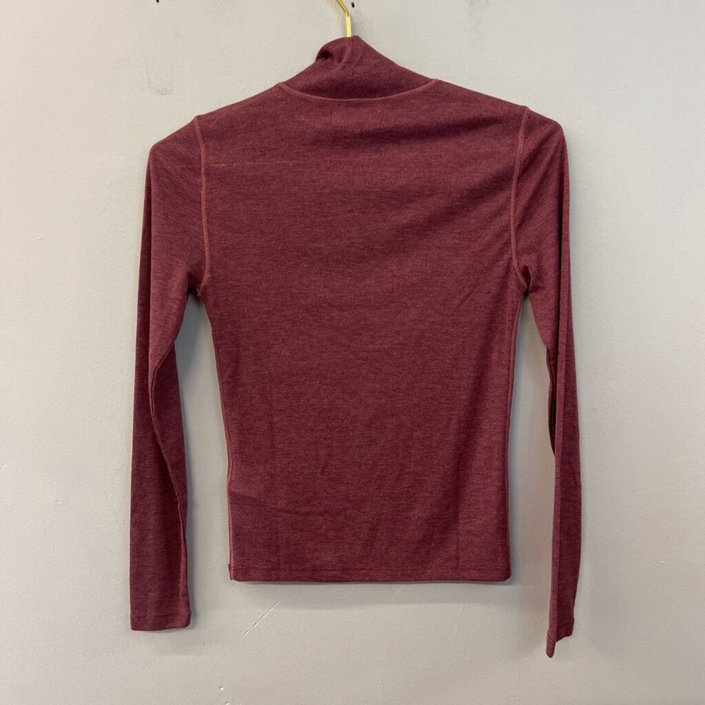 Madewell Burgundy Long Sleeve Mock Neck Top Extra Small