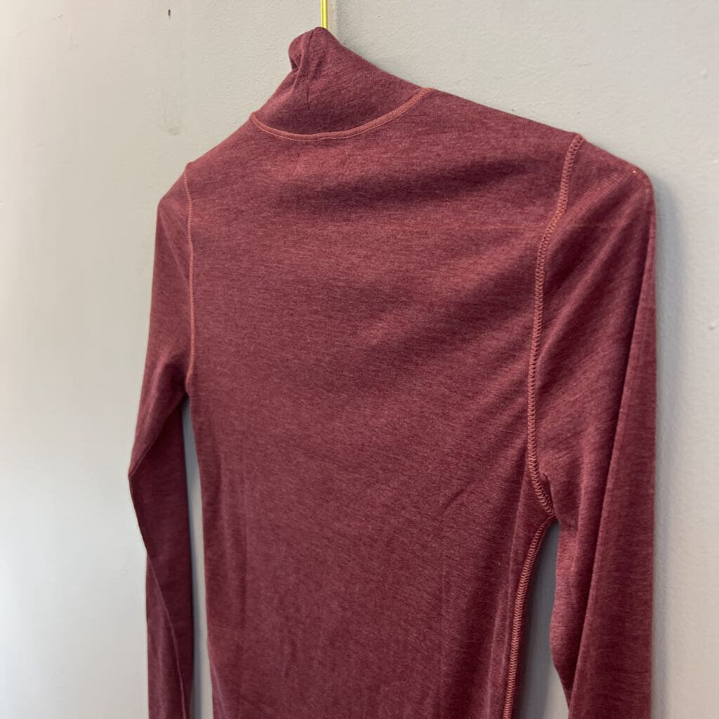 Madewell Burgundy Long Sleeve Mock Neck Top Extra Small