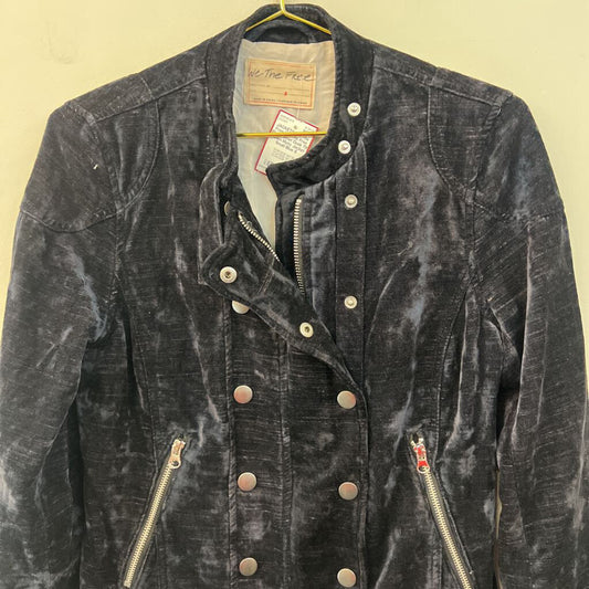 We The Free Blue Velvet Dusk Till Dawn Moto Jacket Small