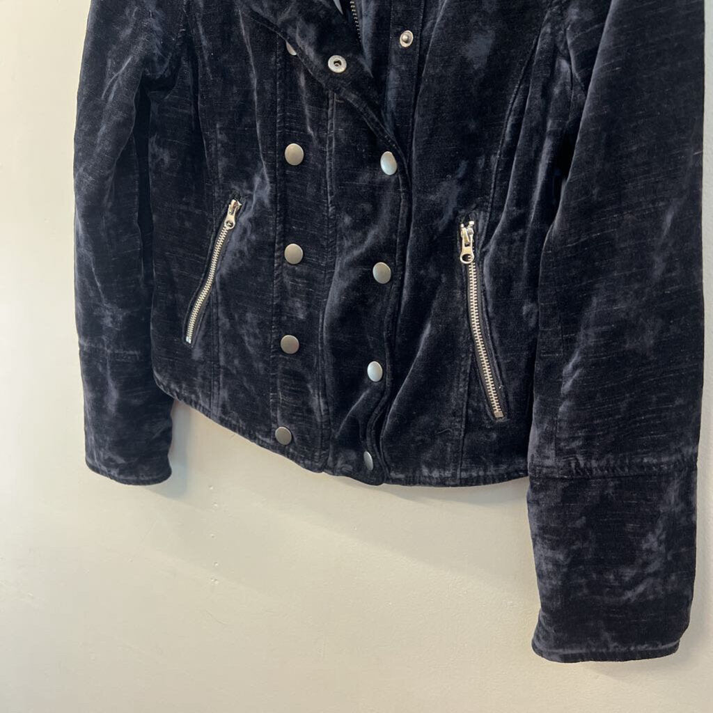 We The Free Blue Velvet Dusk Till Dawn Moto Jacket Small