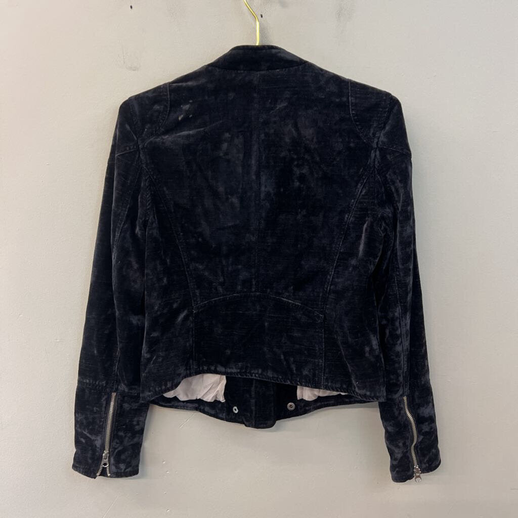 We The Free Blue Velvet Dusk Till Dawn Moto Jacket Small