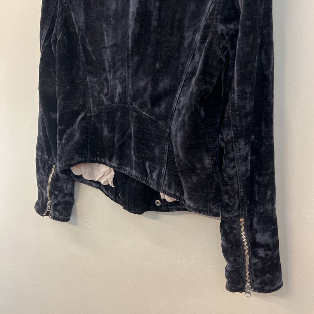 We The Free Blue Velvet Dusk Till Dawn Moto Jacket Small