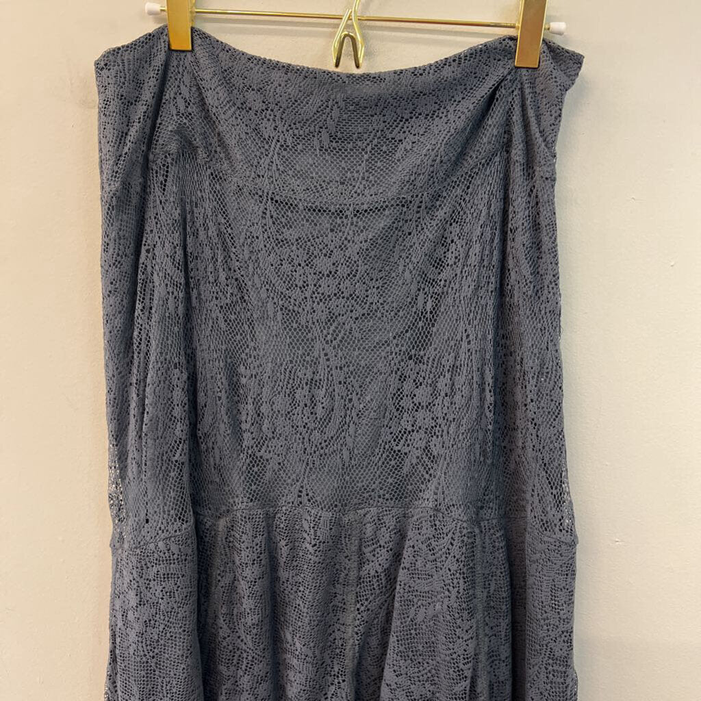 Free People Grey Layered Lace Maxi Skirt Large