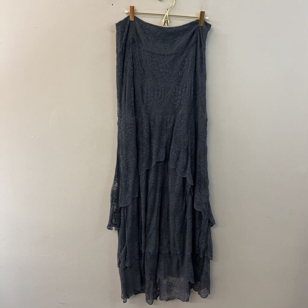 Free People Grey Layered Lace Maxi Skirt Large