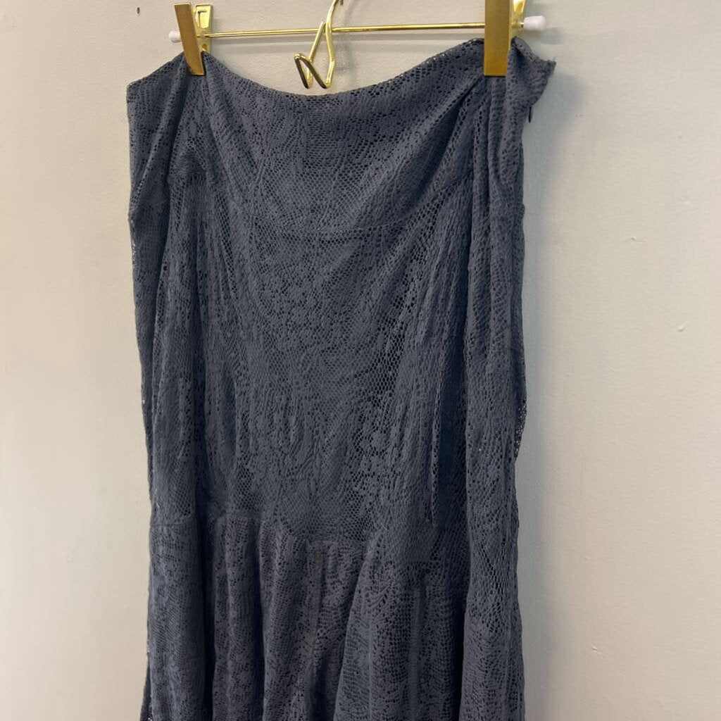 Free People Grey Layered Lace Maxi Skirt Large