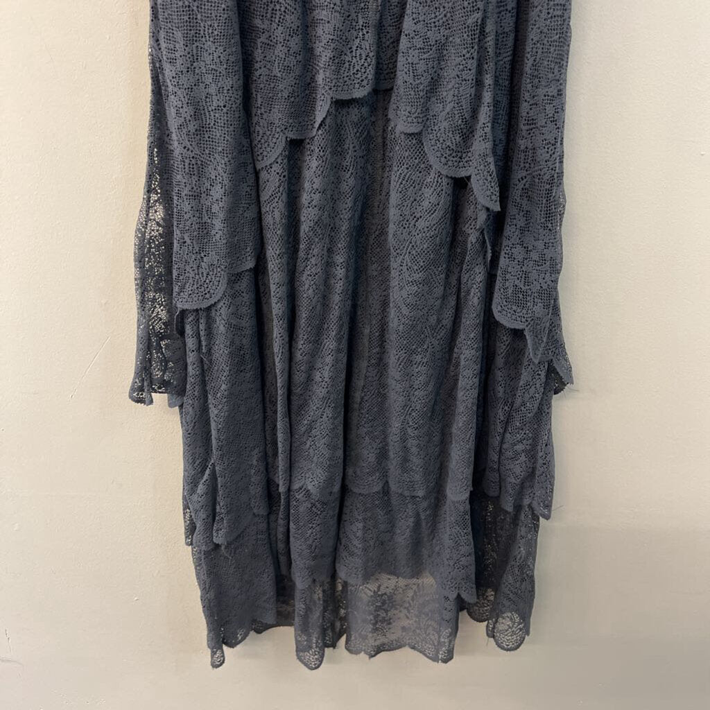 Free People Grey Layered Lace Maxi Skirt Large