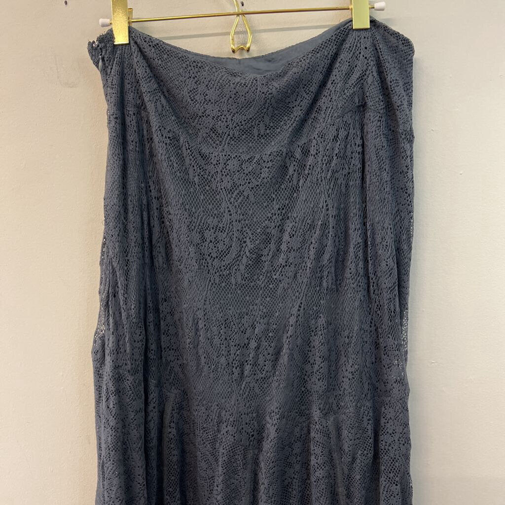 Free People Grey Layered Lace Maxi Skirt Large