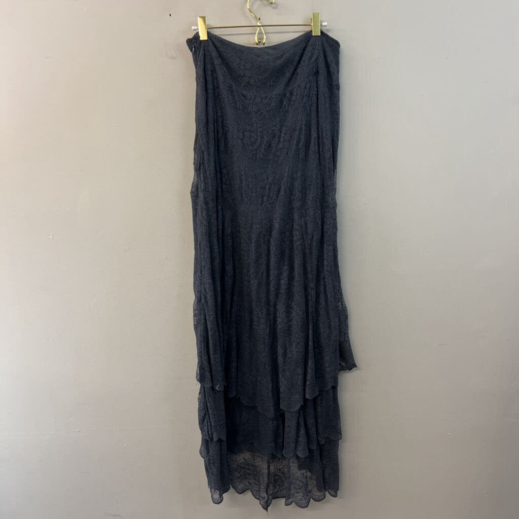 Free People Grey Layered Lace Maxi Skirt Large