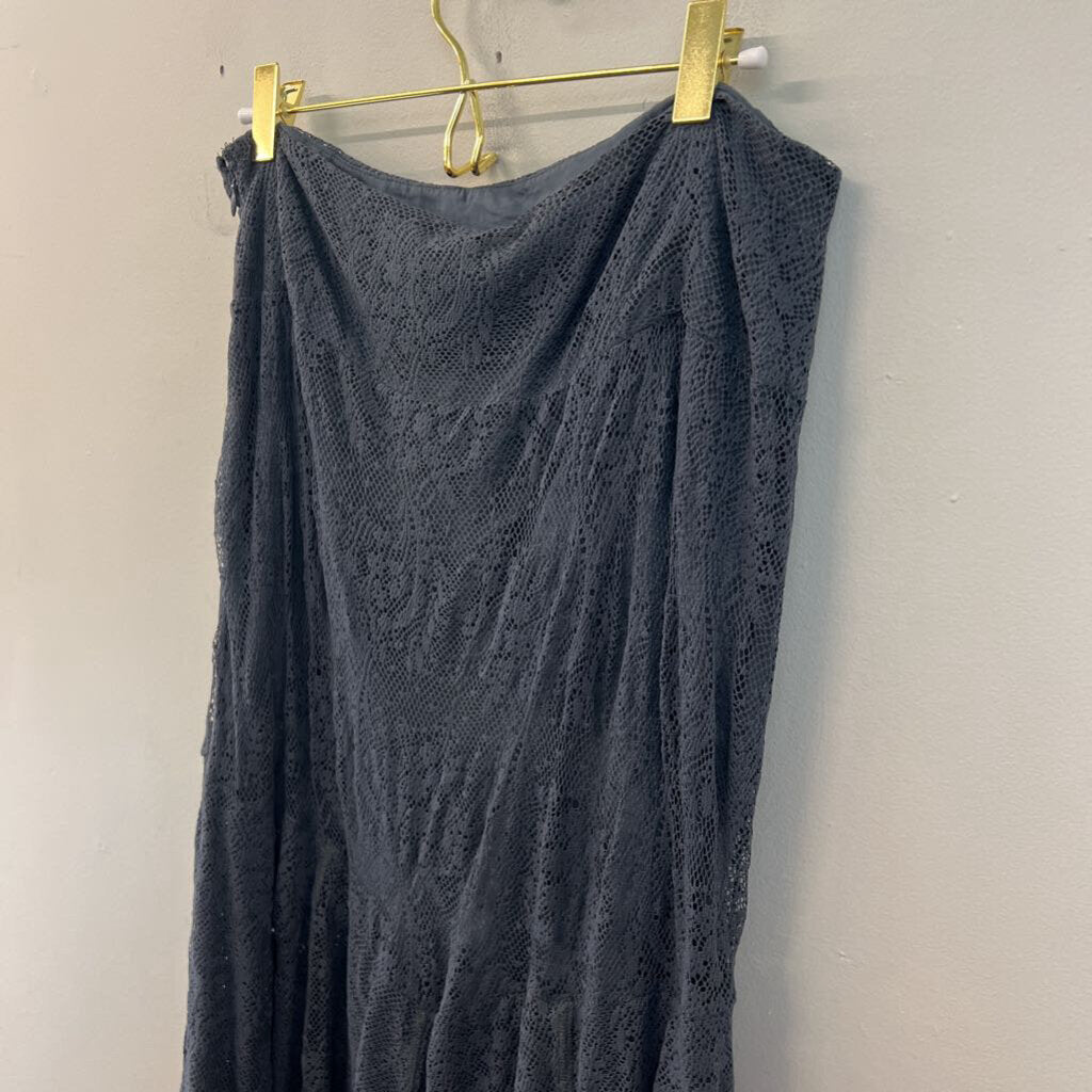 Free People Grey Layered Lace Maxi Skirt Large