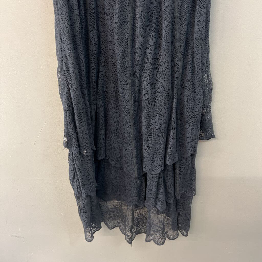 Free People Grey Layered Lace Maxi Skirt Large