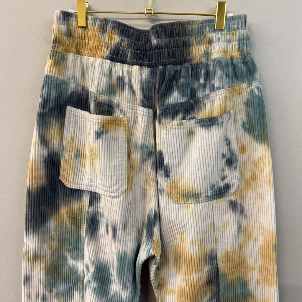 We The Free White/ Blue Tie Dye Corduroy Pull On Pants Small