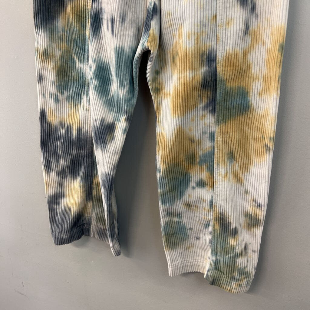 We The Free White/ Blue Tie Dye Corduroy Pull On Pants Small
