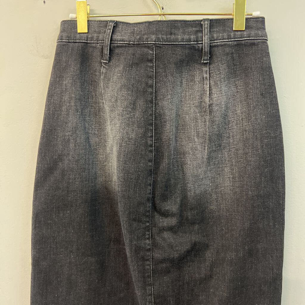 Level 99 Black Denim Snap Front Midi Skirt 27