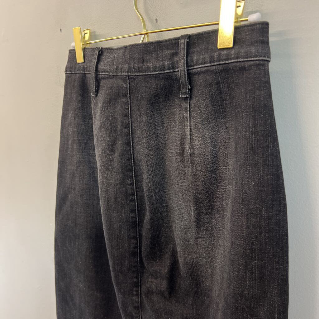 Level 99 Black Denim Snap Front Midi Skirt 27