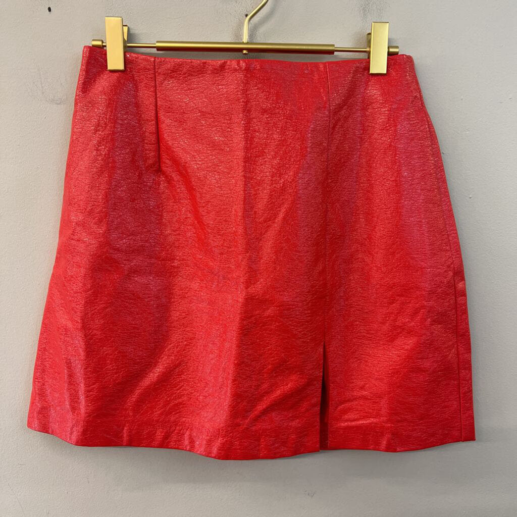 Hutch by Anthropologie Red Textured Faux Leather Mini Skirt 4