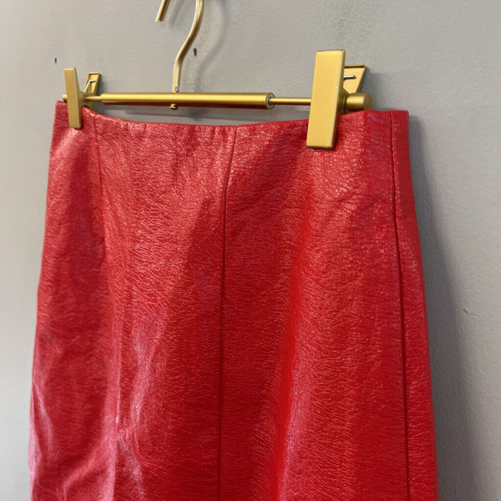Hutch by Anthropologie Red Textured Faux Leather Mini Skirt 4