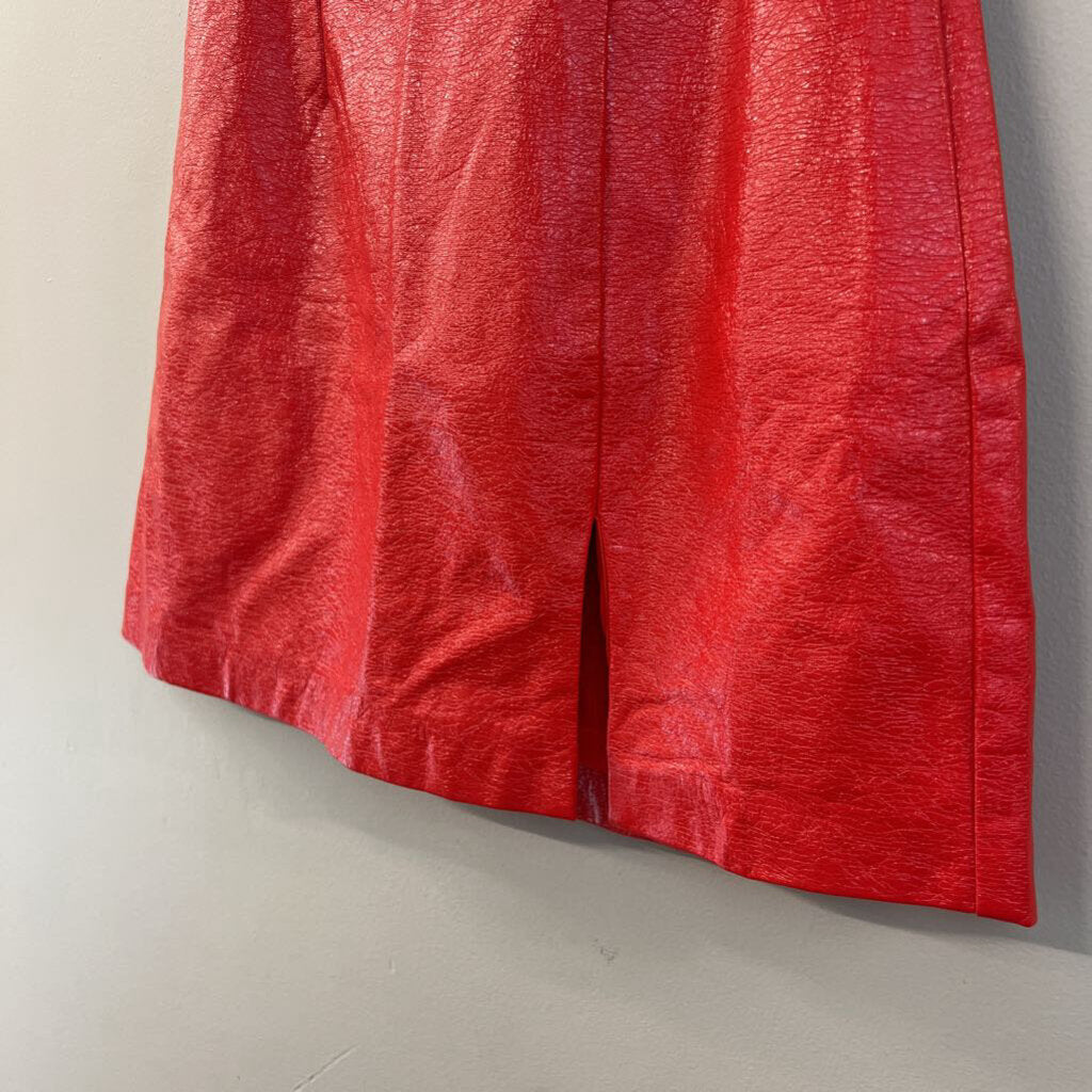 Hutch by Anthropologie Red Textured Faux Leather Mini Skirt 4