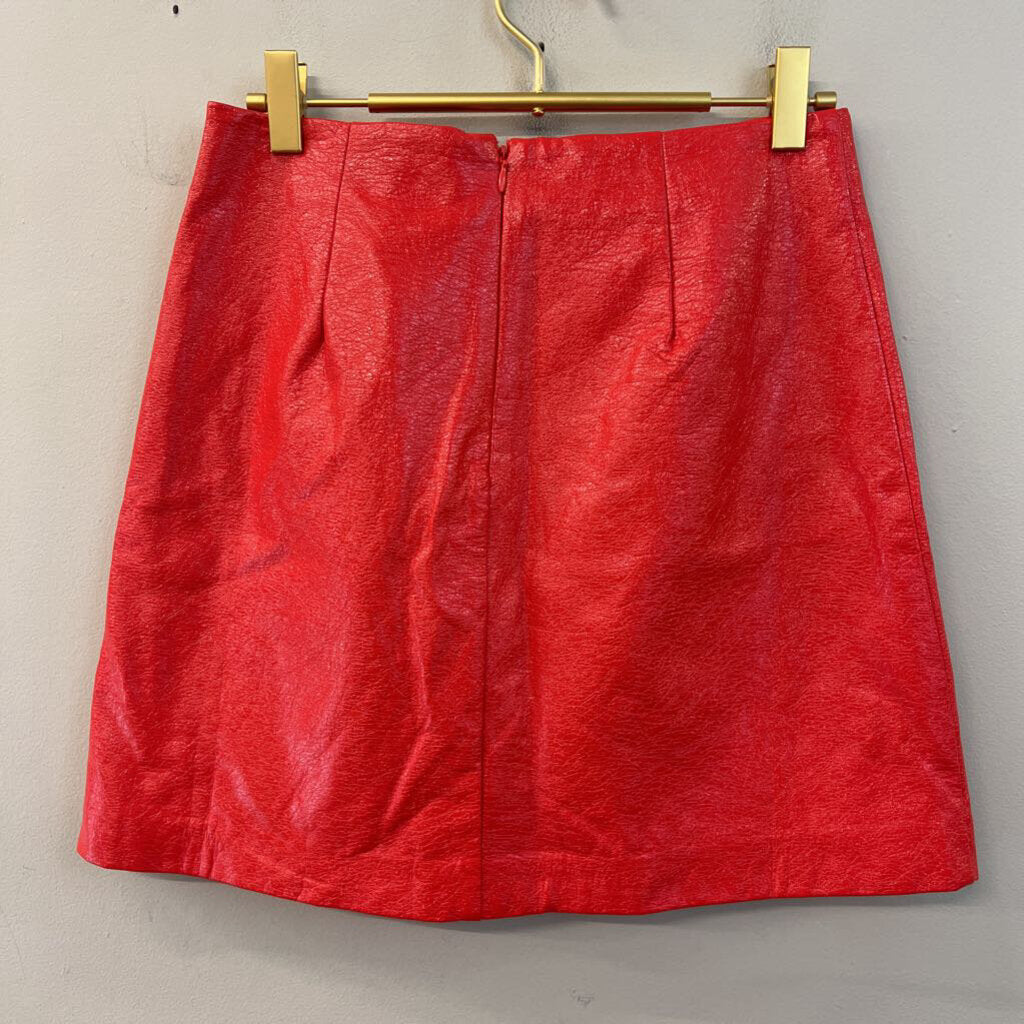 Hutch by Anthropologie Red Textured Faux Leather Mini Skirt 4