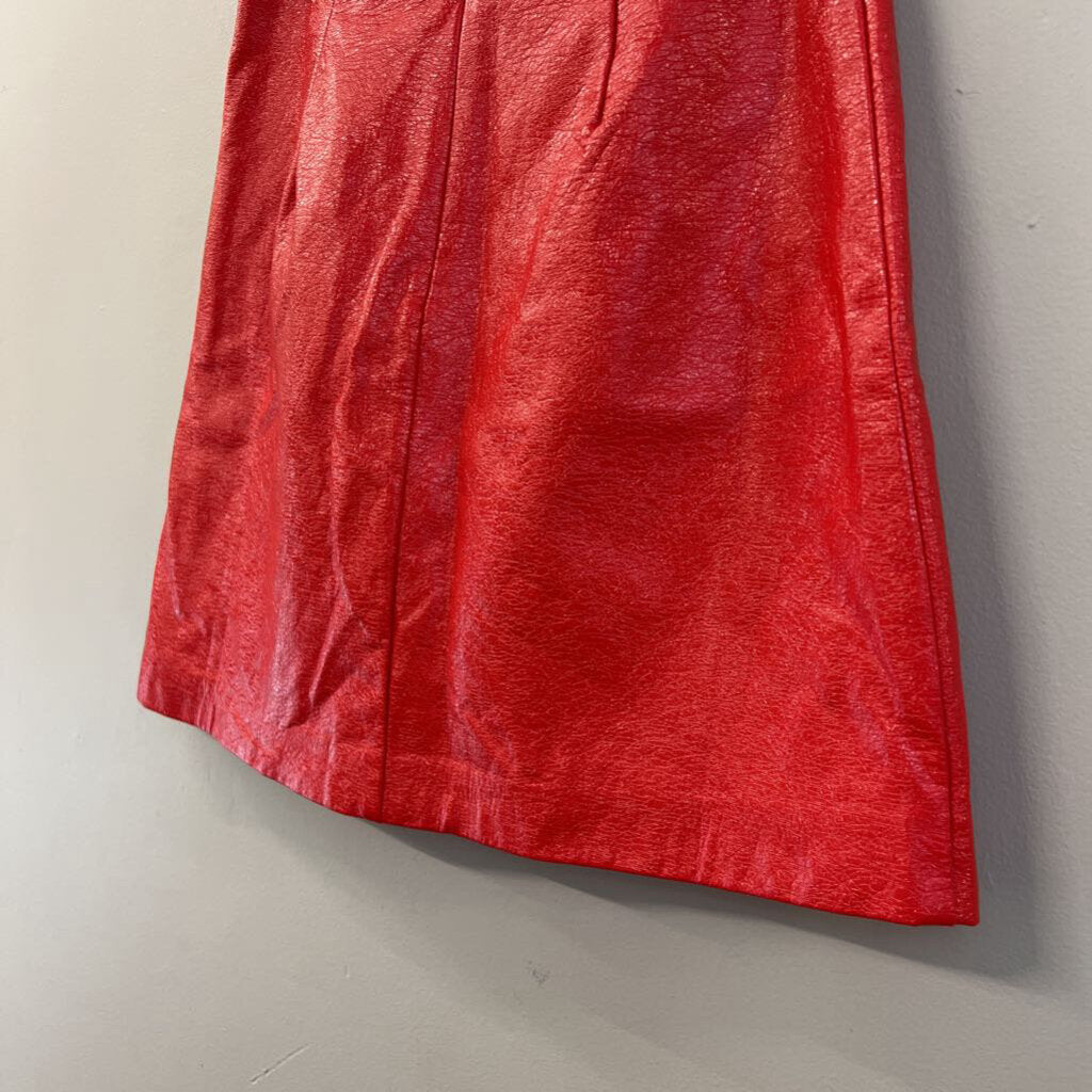 Hutch by Anthropologie Red Textured Faux Leather Mini Skirt 4