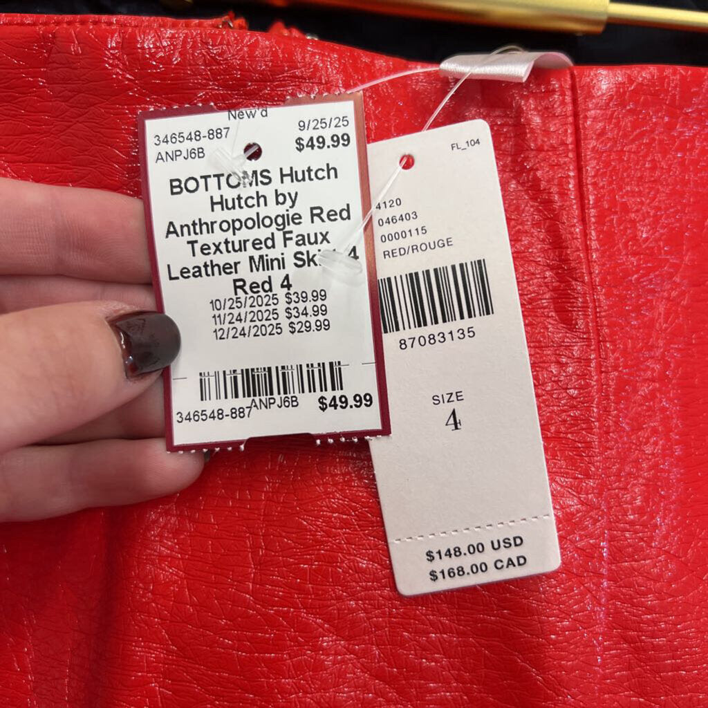 Hutch by Anthropologie Red Textured Faux Leather Mini Skirt 4
