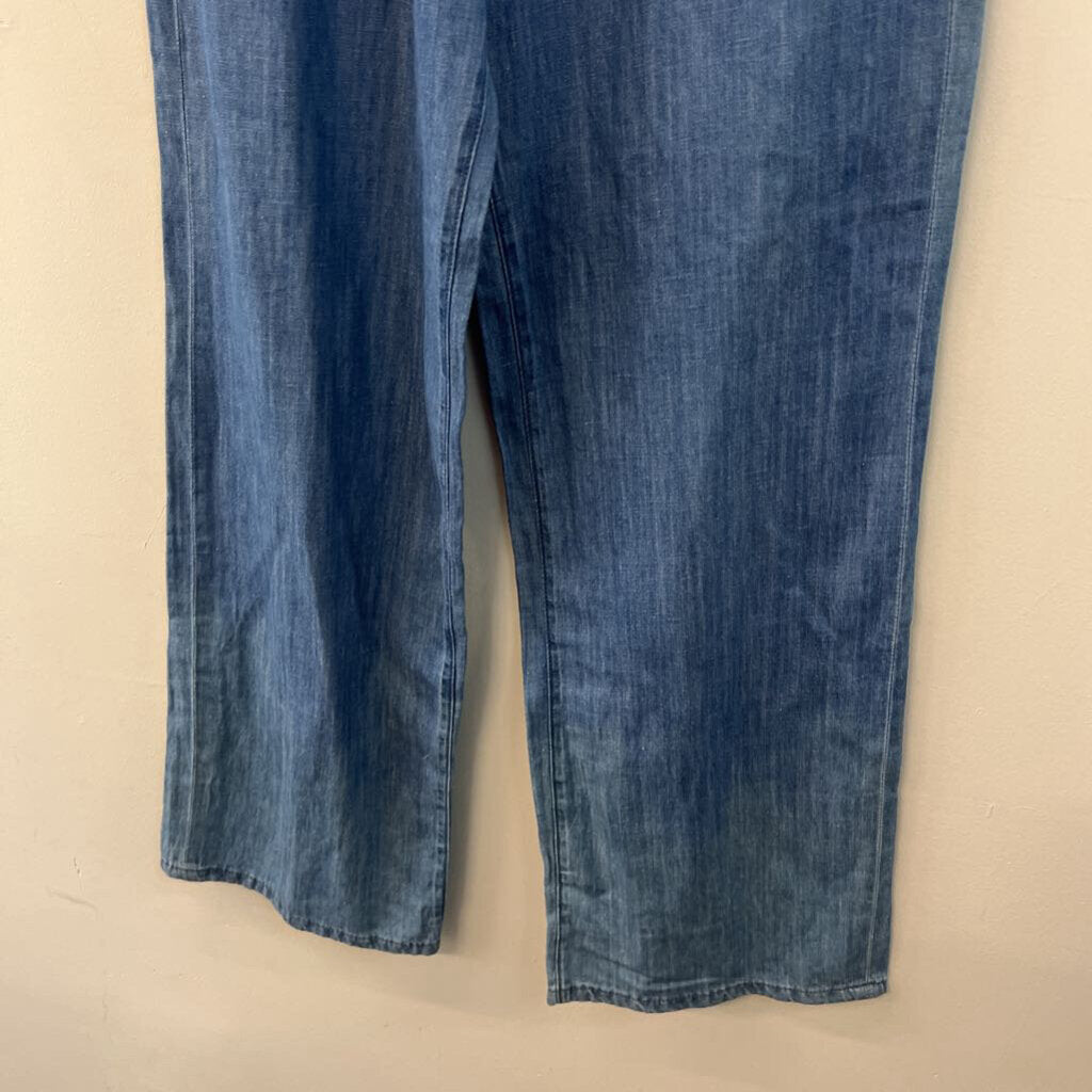 We Wore What Blue Chambray High Waisted Wide Leg Pants 30