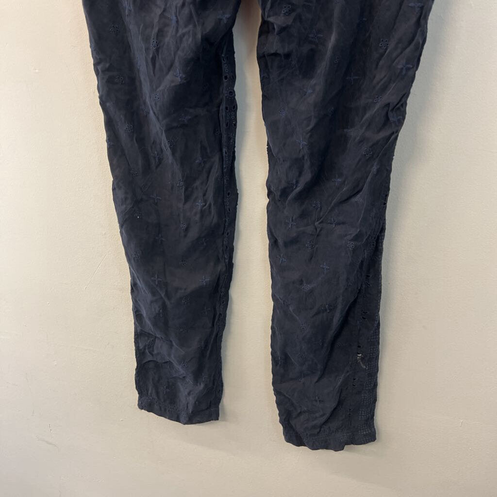 Johnny Was Navy Eyelet Cargo Straight Leg Pants With Belt 4