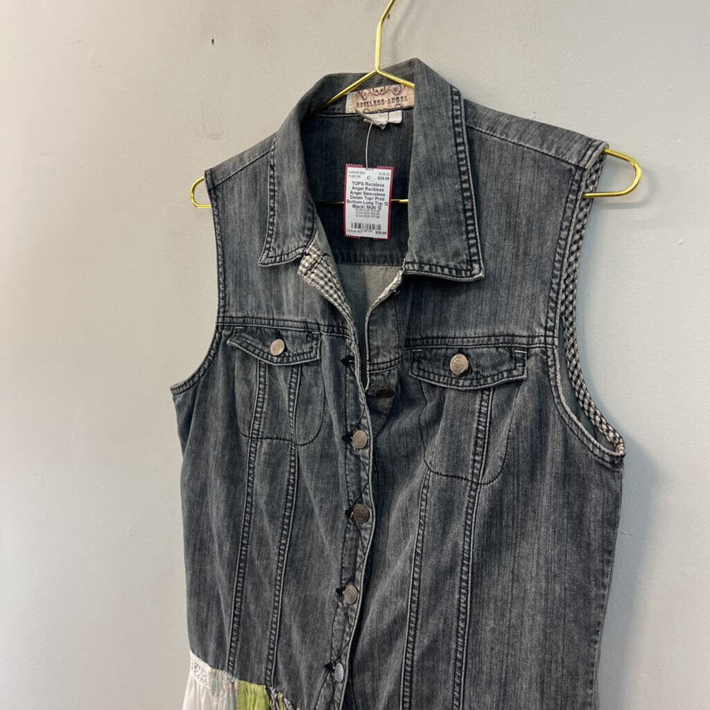 Reckless Angel Sleeveless Denim Top/ Print Bottom Long Top 12