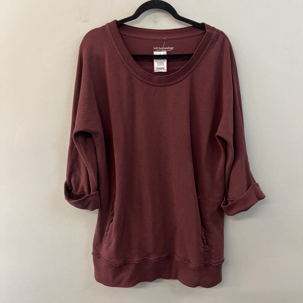 Soft Surroundings Burgundy Long Sleeve Oversized Top Medium