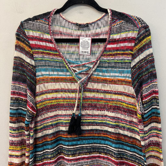 New Directions White/ Multi Striped Knit Long Sleeve Tunic Top Extra Large