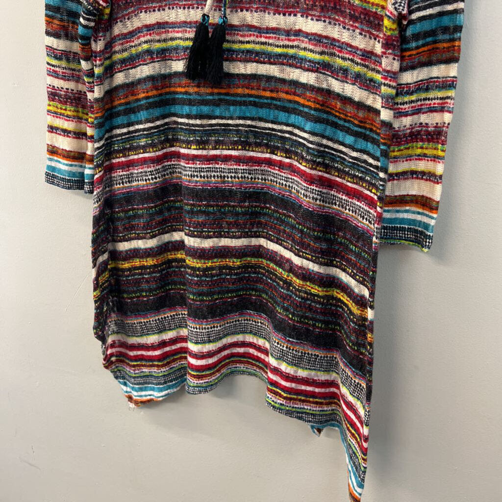 New Directions White/ Multi Striped Knit Long Sleeve Tunic Top Extra Large