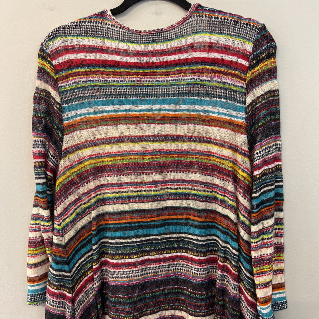 New Directions White/ Multi Striped Knit Long Sleeve Tunic Top Extra Large