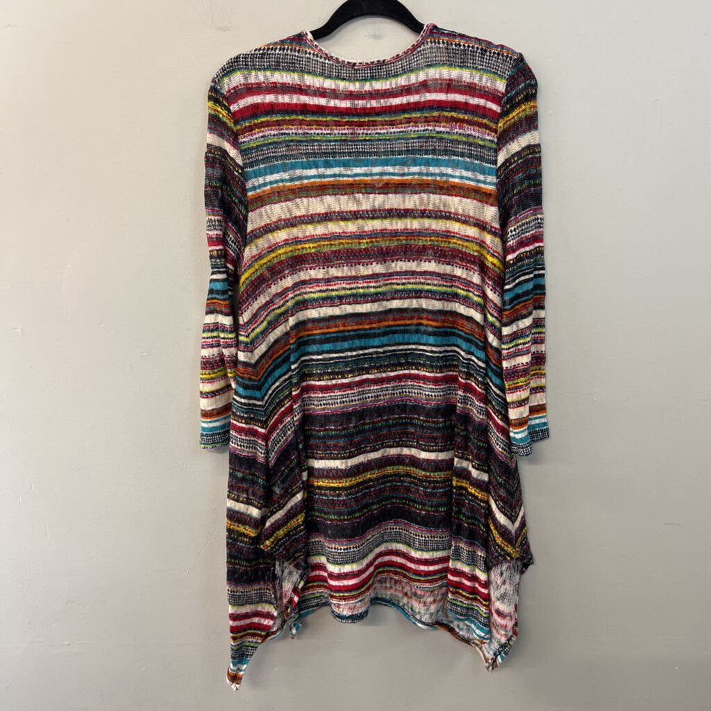 New Directions White/ Multi Striped Knit Long Sleeve Tunic Top Extra Large
