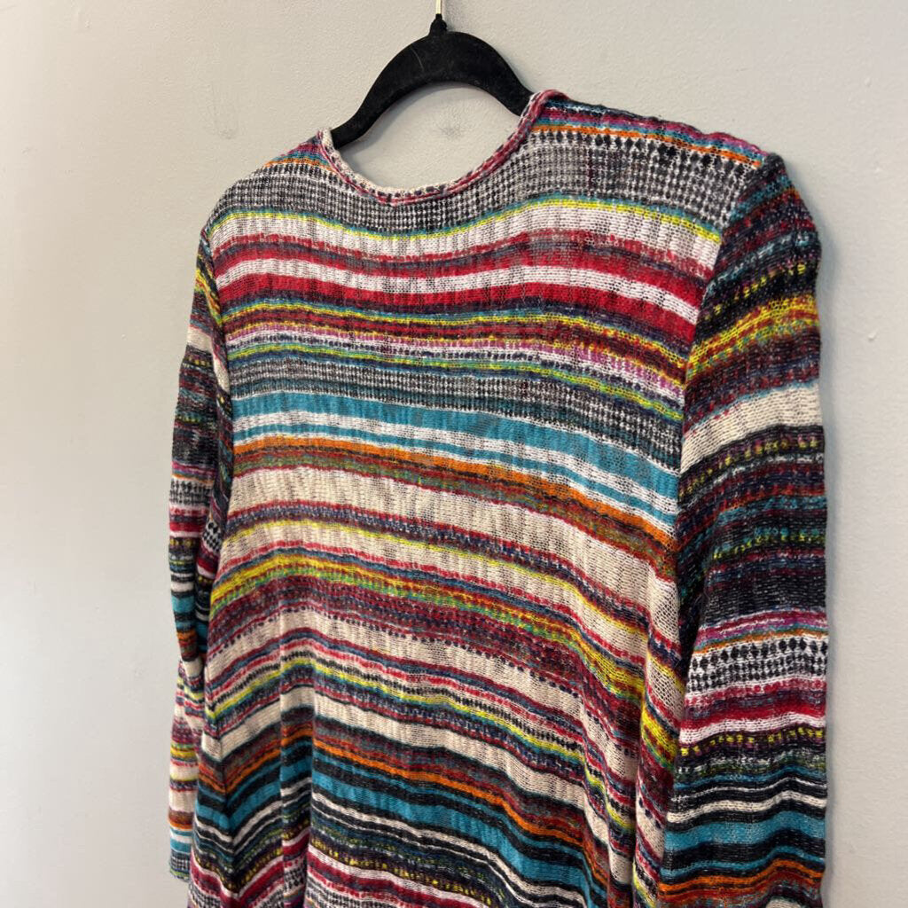 New Directions White/ Multi Striped Knit Long Sleeve Tunic Top Extra Large