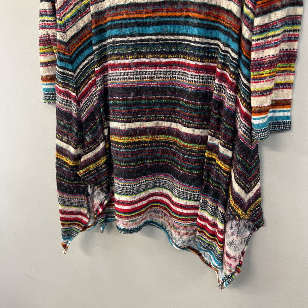 New Directions White/ Multi Striped Knit Long Sleeve Tunic Top Extra Large