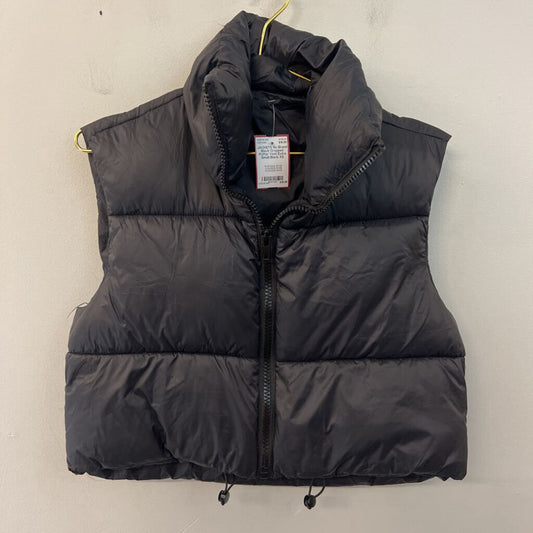 Black Cropped Puffer Vest Extra Small