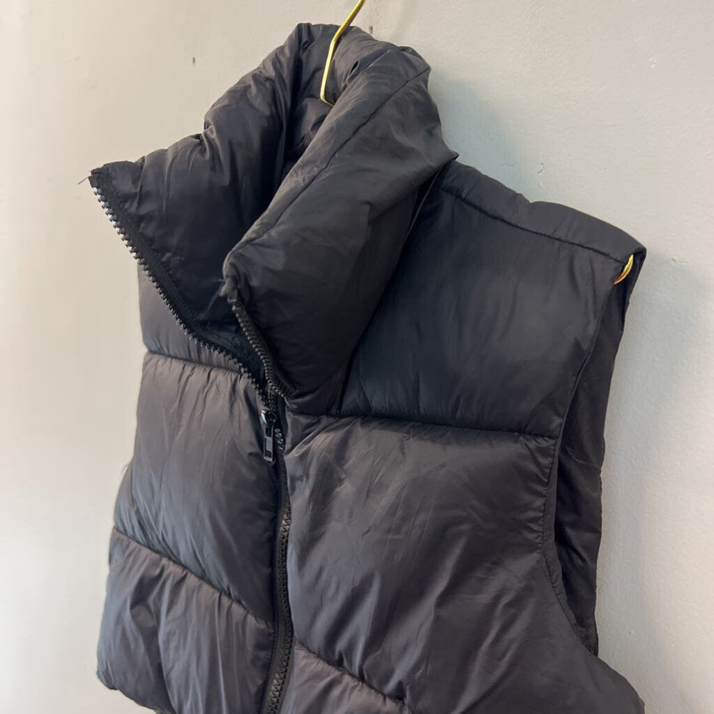 Black Cropped Puffer Vest Extra Small