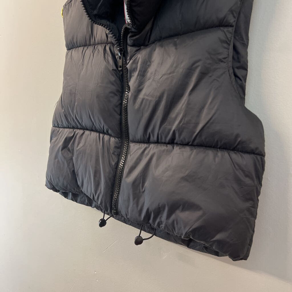 Black Cropped Puffer Vest Extra Small