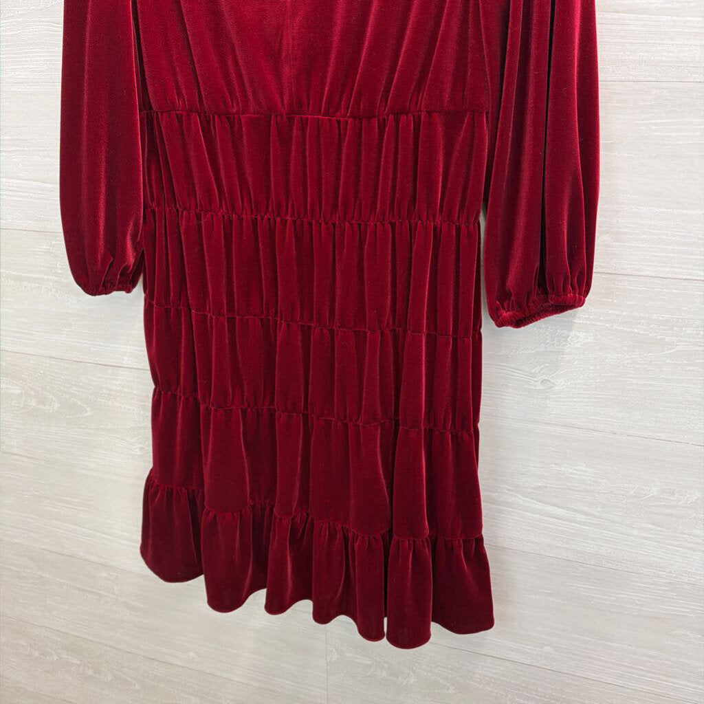 DKNY Red Velvet Long Sleeve Dress 10