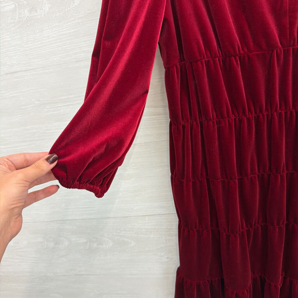 DKNY Red Velvet Long Sleeve Dress 10