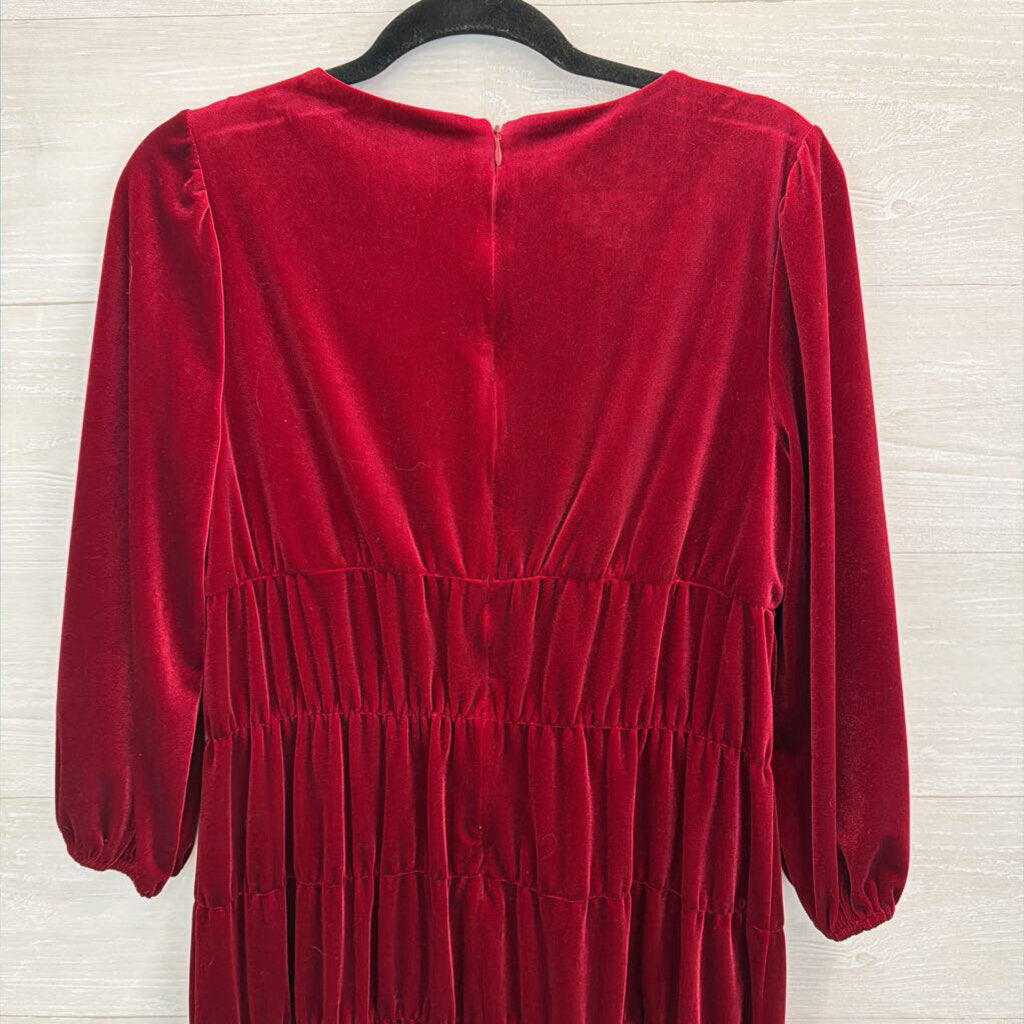 DKNY Red Velvet Long Sleeve Dress 10