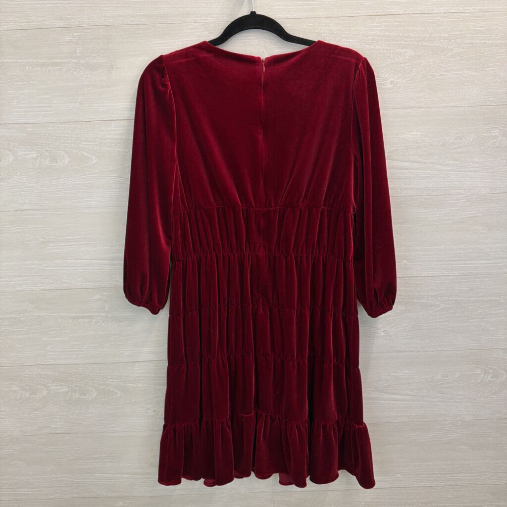 DKNY Red Velvet Long Sleeve Dress 10