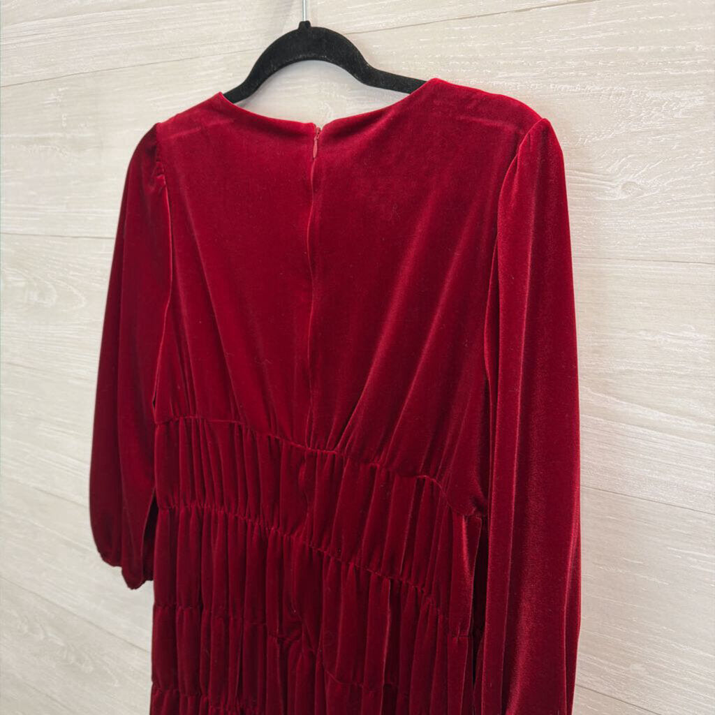 DKNY Red Velvet Long Sleeve Dress 10