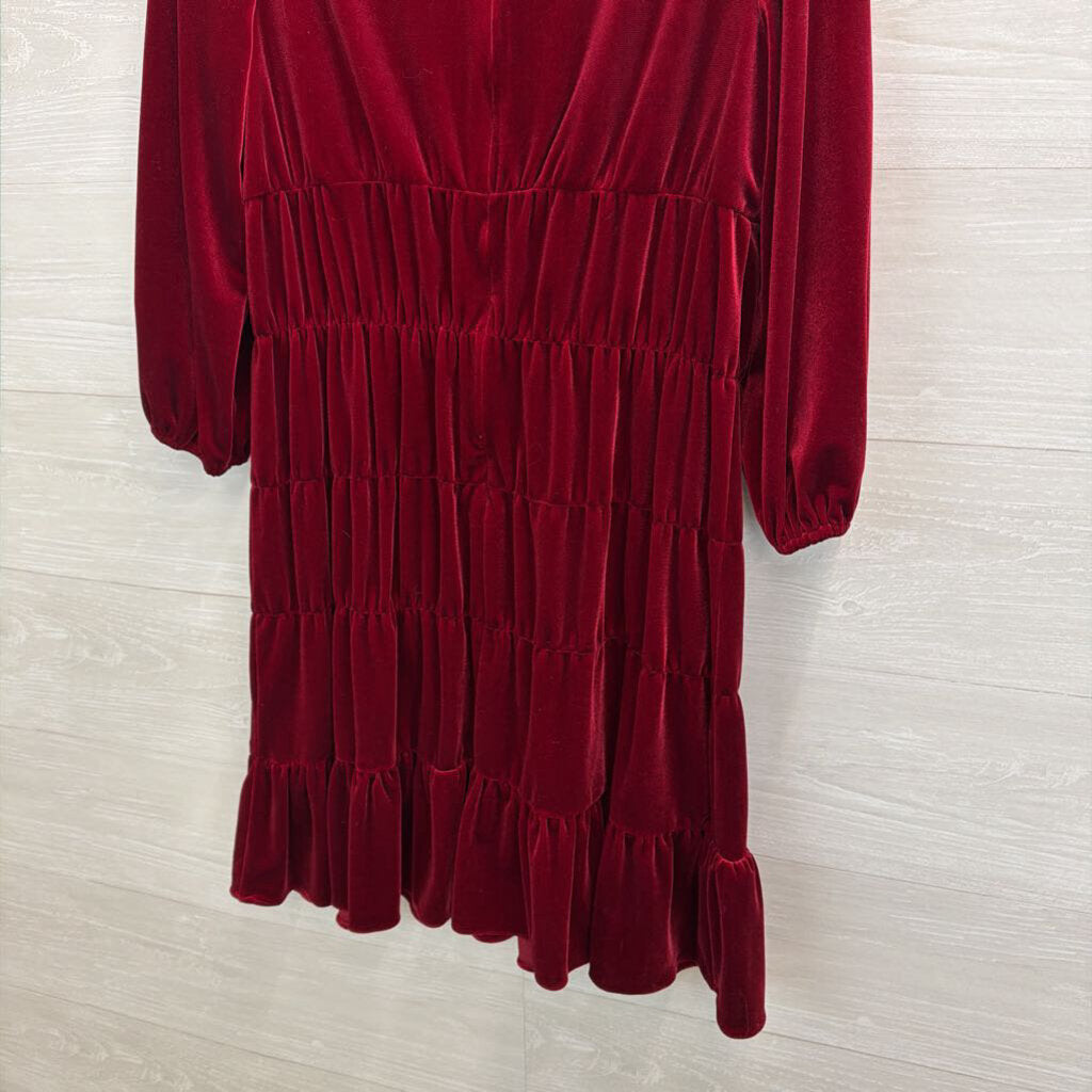 DKNY Red Velvet Long Sleeve Dress 10