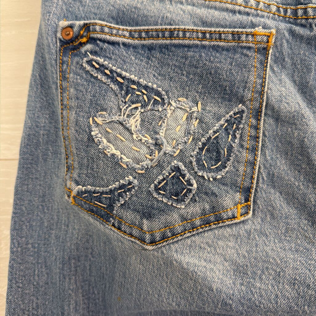 Pilcro Light Wash Slim Boyfriend Patchwork Detail Jeans 31