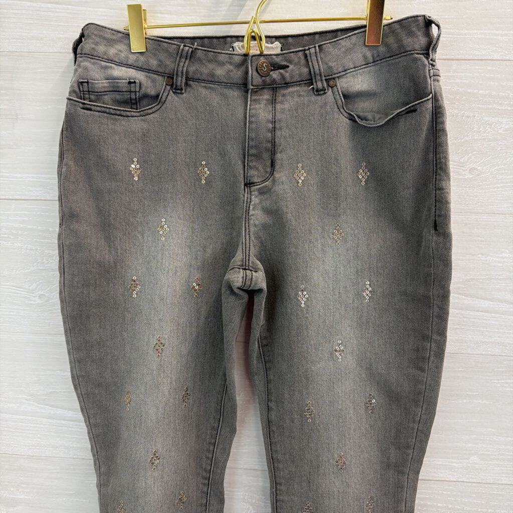 Sundance Grey Sequin Print Primrose Jeans 31