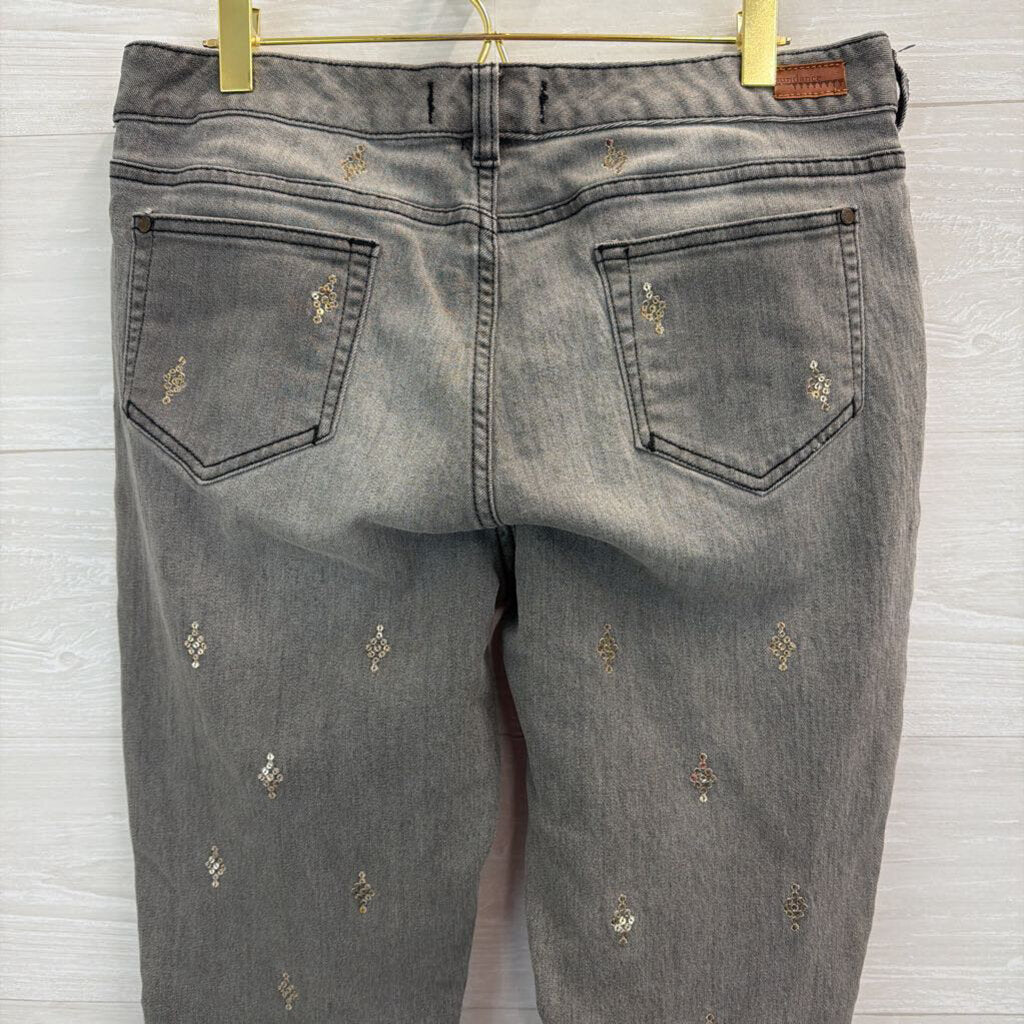Sundance Grey Sequin Print Primrose Jeans 31