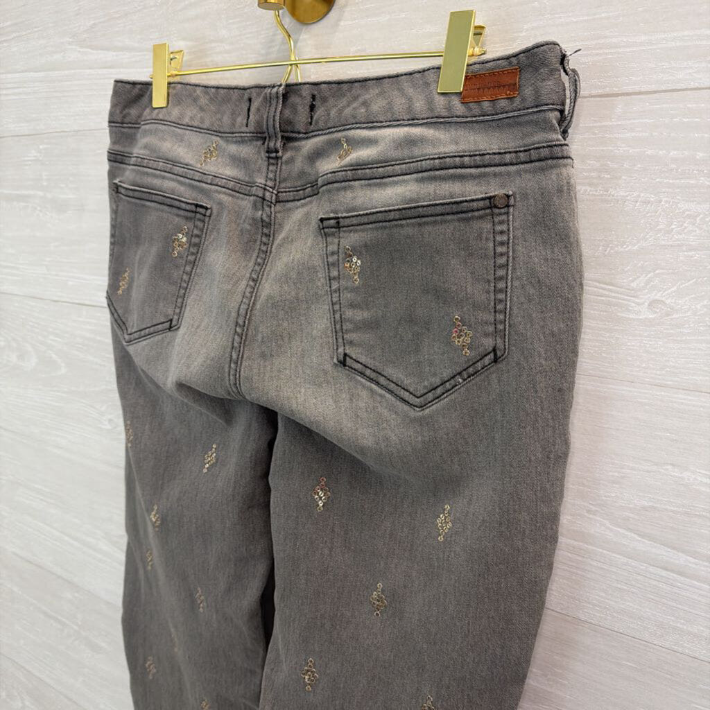 Sundance Grey Sequin Print Primrose Jeans 31