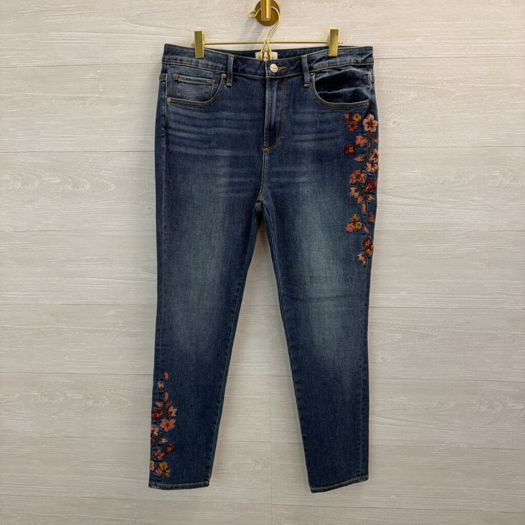 Driftwood Dark Wash Embroidered Flower Jackie High Rise Jeans 31