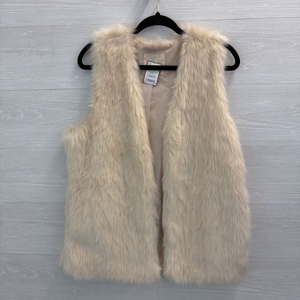 Altar'd State Cream Faux Fur Open Front Vest Top Large
